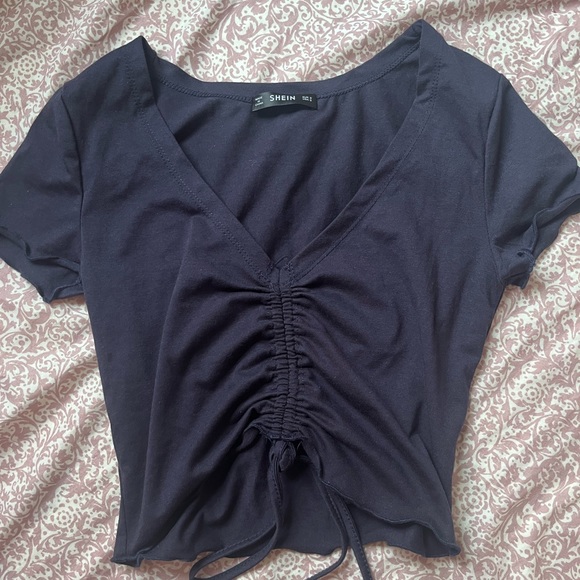 SHEIN Tops - Shein dark navy blue cinched crop top